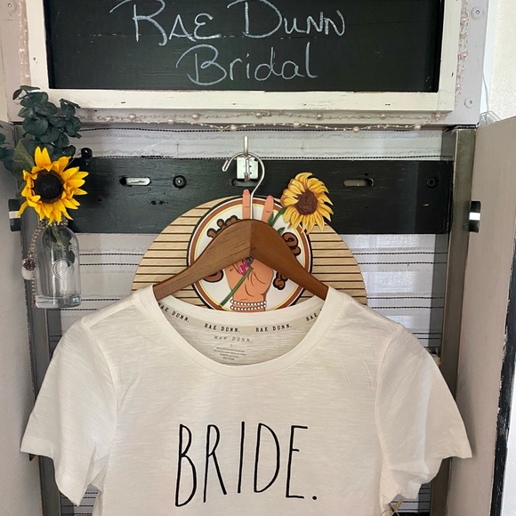 RAE DUNN~White Bride T-Shirt, Classic Black Script - Picture 1 of 2